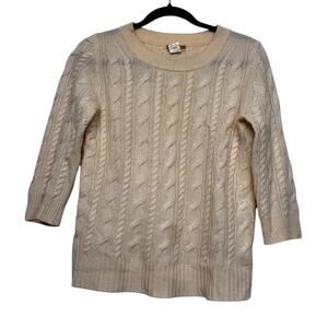 J.Crew 100% Cashmere Cable Knit Sweater Womens Small Italian Yarn Minimalist